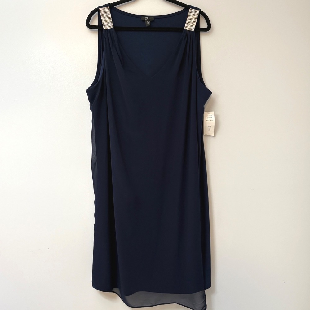 NWT Embellished Shoulder Sheath Dress women's 3X JBS Navy Blue
